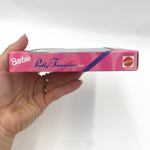 Barbie Pretty Treasures Set Gold Jewelry 13755 Mattel 1995 Vintage Accessories - Picture 6 of 7